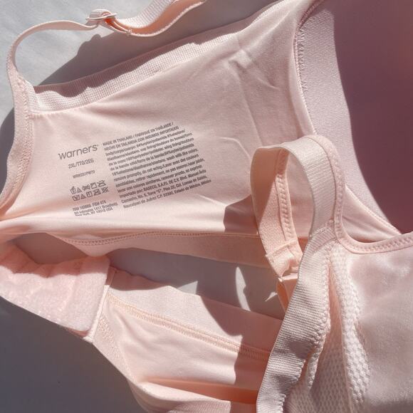 Warners Underarm Smoothing Wireless Comfort Bra Seamless Stretch 2XL Pink Padded - Picture 4 of 5